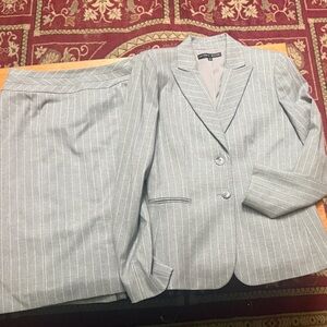 Antonio Melani grey pin stripe Button Front Blazer with A-line matching skirt